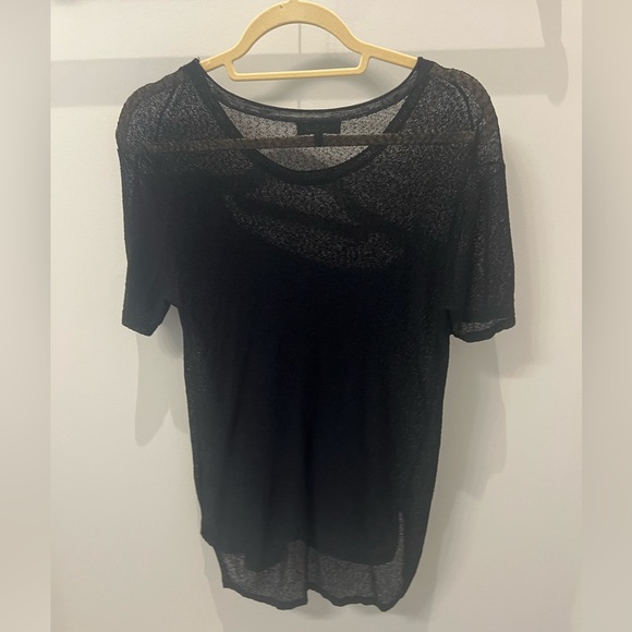 Rag & Bone Mesh Short Sleeve Top with Scoop Neck in Black, Size Small - Picture 4 of 14